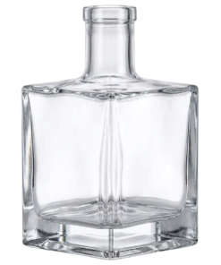 Garrafa de vidro quadrada modelo Cube 500ml transparente para licores e azeites.