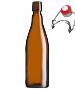 Garrafa de vidro para cerveja tipo Belga 550ml com tampa swing top de cerâmica.