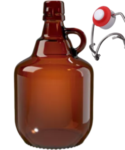 Growler de vidro 2 Litros com alça e tampa swing top para chope fresco.