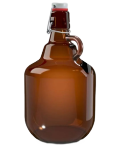 Growler de vidro 2 Litros com alça e tampa swing top para chope fresco.