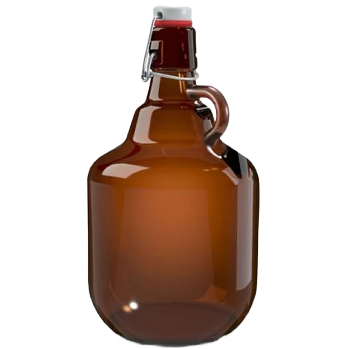Growler de vidro 2 Litros com alça e tampa swing top para chope fresco.