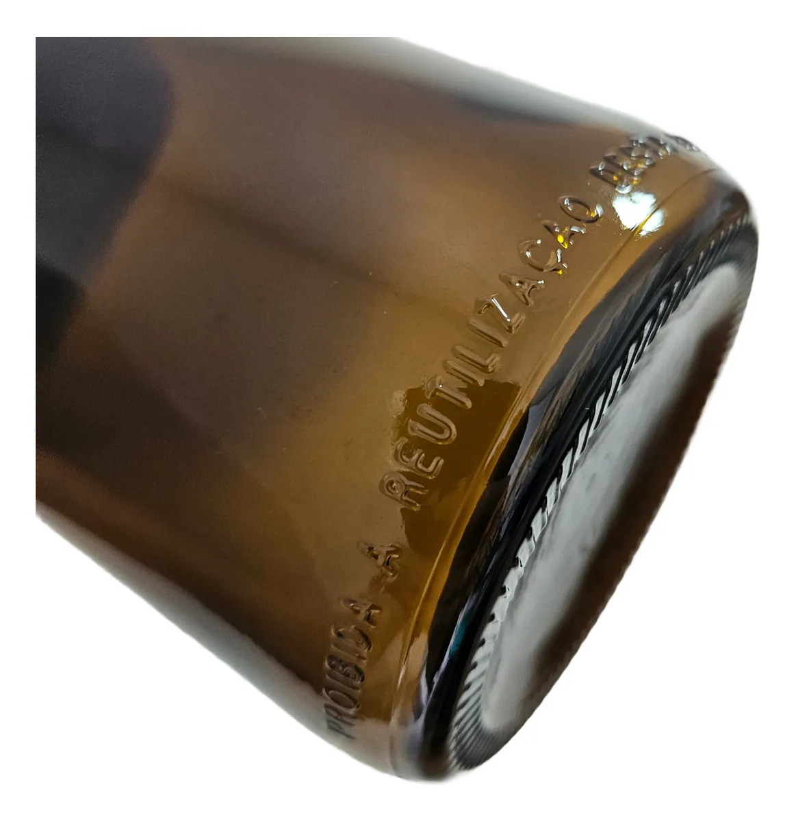 Garrafa de vidro âmbar Quimio 1 litro para proteção de óleos essenciais.