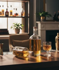 Garrafa de vidro modelo Khloe 750ml com design arredondado e pescoço longo.