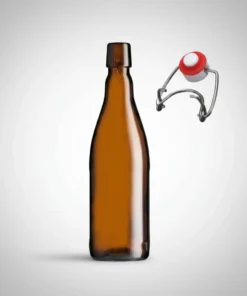 Garrafa de vidro para cerveja tipo Belga 550ml com tampa swing top de cerâmica.