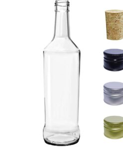 Garrafa de vidro modelo Exclusive 670ml com contornos diferenciados.