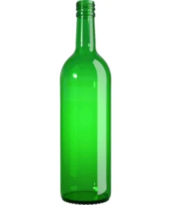 Garrafa de vidro Bordalesa verde esmeralda 750ml para proteção de vinhos.