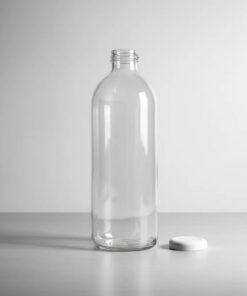 Garrafa de vidro de 1 litro com bocal largo de 38mm para sucos e detox.