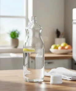 Garrafa de vidro de 1 litro com bocal de 28mm para sucos e detox.
