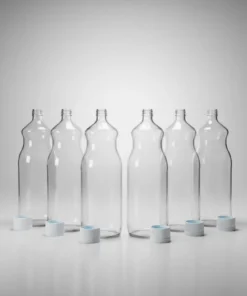 Garrafa de vidro de 1 litro com bocal de 28mm para sucos e detox.