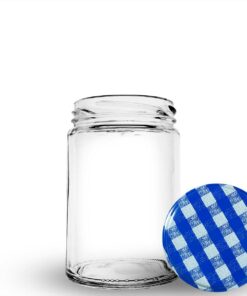 Pote de vidro cilíndrico modelo Andino 360ml para doces e antepastos.