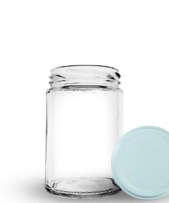 Pote de vidro cilíndrico modelo Andino 360ml para doces e antepastos.