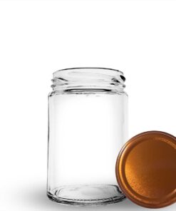 Pote de vidro cilíndrico modelo Andino 360ml para doces e antepastos.