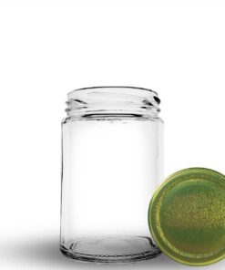 Pote de vidro cilíndrico modelo Andino 360ml para doces e antepastos.