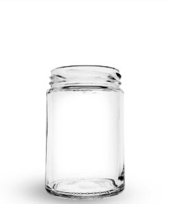Pote de vidro cilíndrico modelo Andino 360ml para doces e antepastos.