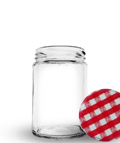 Pote de vidro cilíndrico modelo Andino 360ml para doces e antepastos.