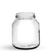 Pote de vidro grande de 2 litros vazio e transparente, destacando o bocal largo ideal para armazenamento de alimentos e conservas.