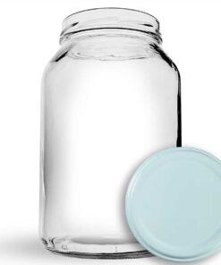 Pote de vidro grande de 3 litros vazio e transparente, destacando o bocal largo ideal para armazenamento de alimentos e conservas.