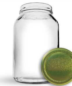 Pote de vidro grande de 3 litros vazio e transparente, destacando o bocal largo ideal para armazenamento de alimentos e conservas.