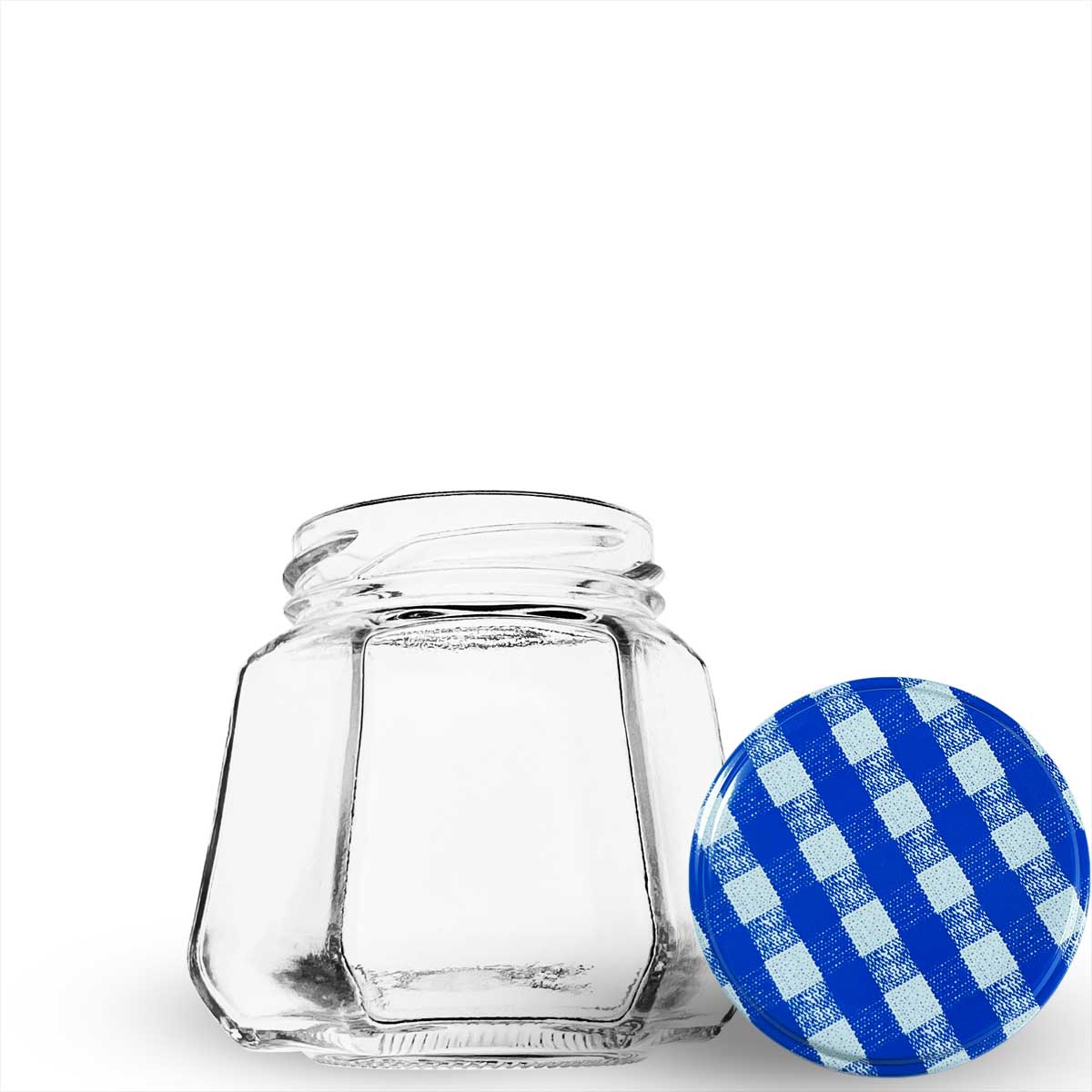 Pote de vidro sextavado 230ml. Formato de 6 faces que traz elegância para mel, geleias gourmet e lembrancinhas. Preserva 100% o sabor. Aproveite!