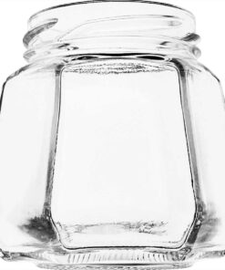 Pote de vidro sextavado 230ml. Formato de 6 faces que traz elegância para mel, geleias gourmet e lembrancinhas. Preserva 100% o sabor. Aproveite!