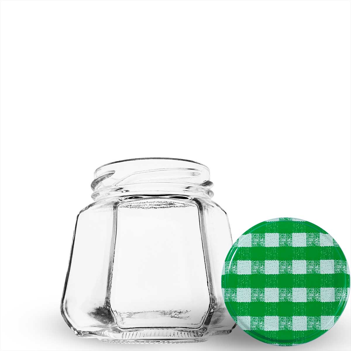 Pote de vidro sextavado 230ml. Formato de 6 faces que traz elegância para mel, geleias gourmet e lembrancinhas. Preserva 100% o sabor. Aproveite!