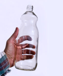 Garrafa de vidro de 1 litro com bocal de 28mm para sucos e detox.