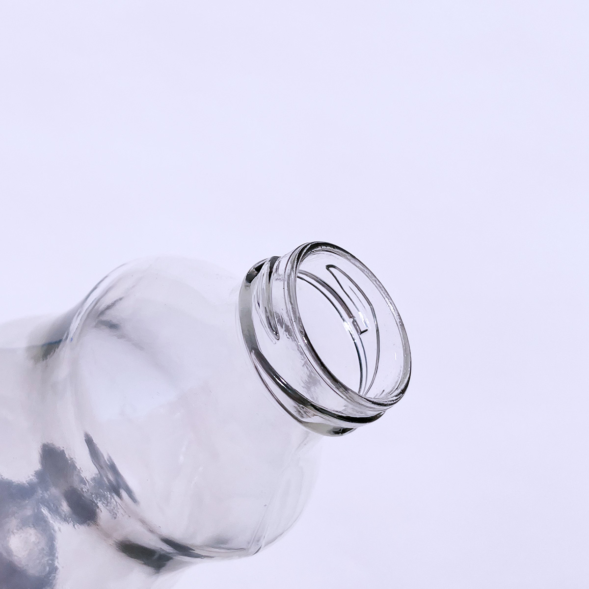 Garrafa de vidro de 1 litro com bocal largo de 38mm para sucos e detox.
